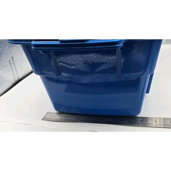 Vintage? K'NEX Tub BLUE EMPTY Tote Toy Box Storage Container With Locking Lid - Picture 10 of 11